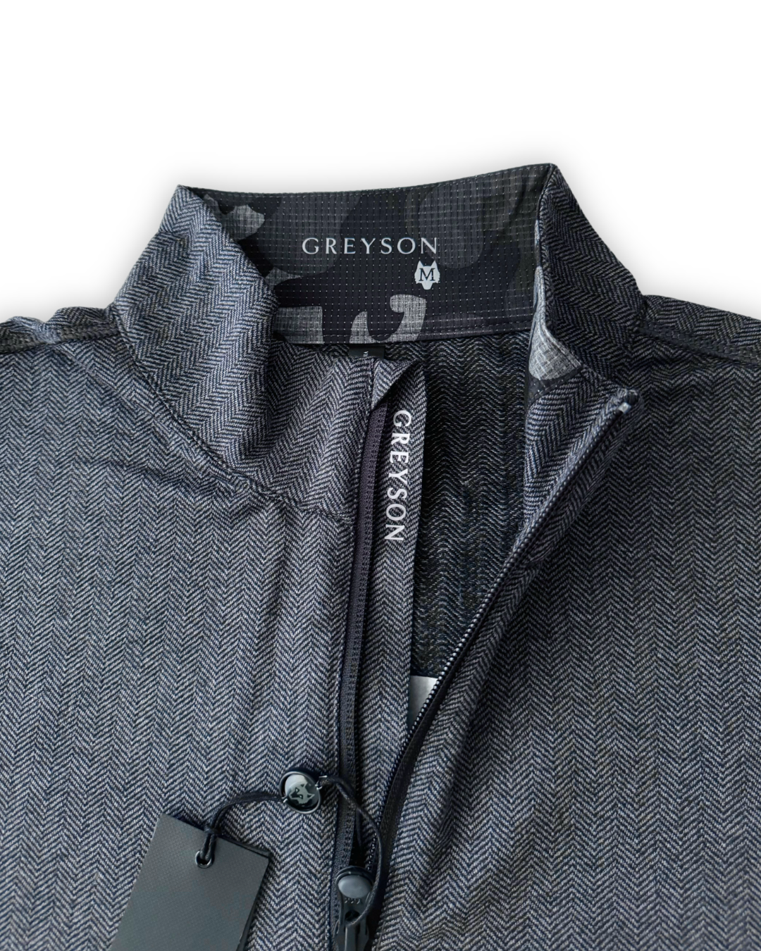Greyson Men’s Herringbone Tate Golf Quarter Zip, mockneck with zipper closure