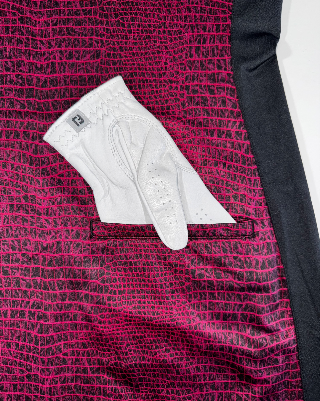 Greg Norman Women’s ML75 Night Gator Golf Dress, closed up of back pocket