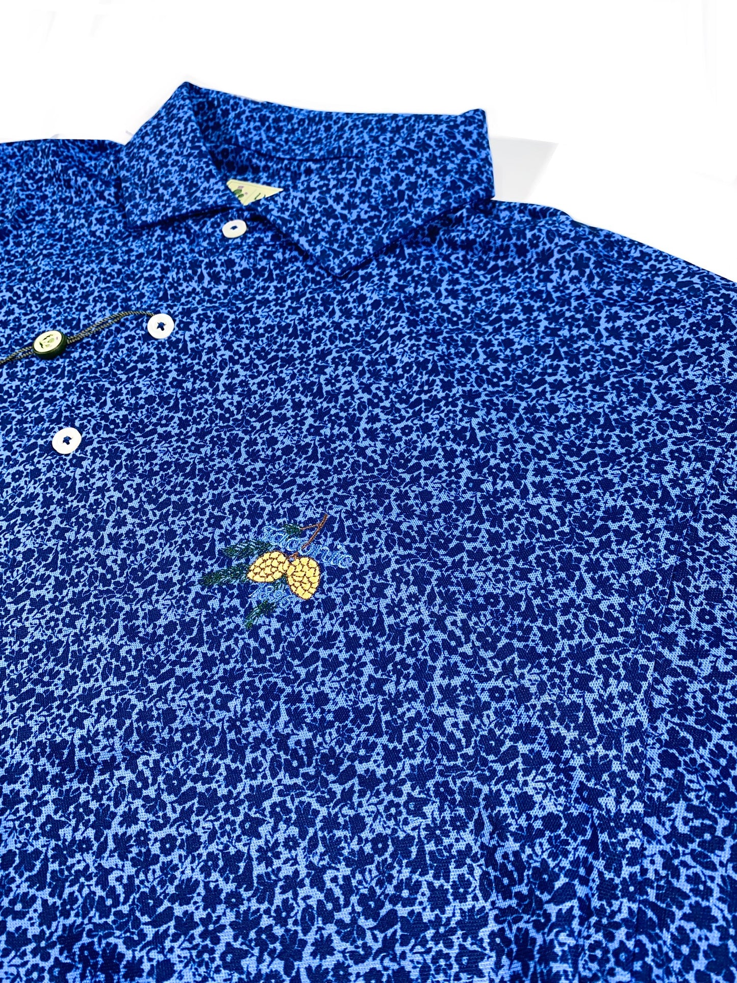 Donald Ross Men’s Tonal Rory Floral Golf Polo Shirt , embroidered logo on chest