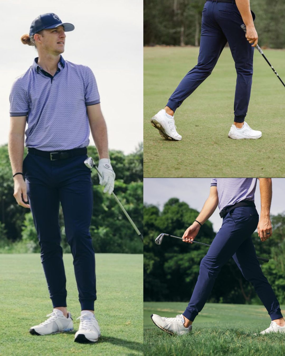 Greyson Men’s Mountauk Jogger Golf Pant, model in 3 views