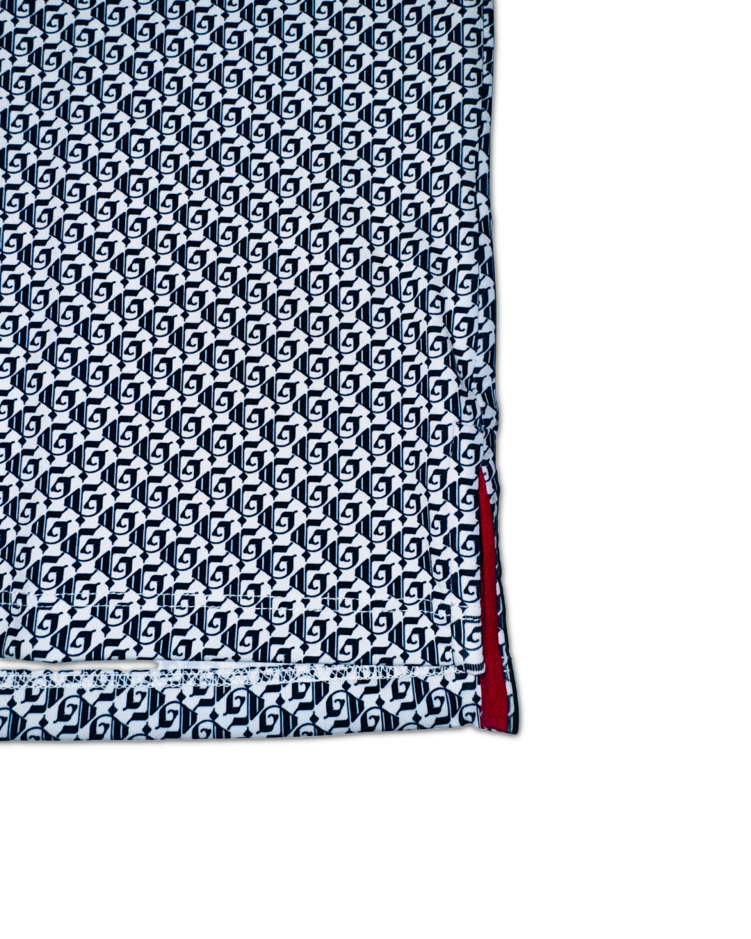 Greyson Men’s Snow Golf Polo Shirt (Sleepy Hollow logo) close up of open hemp