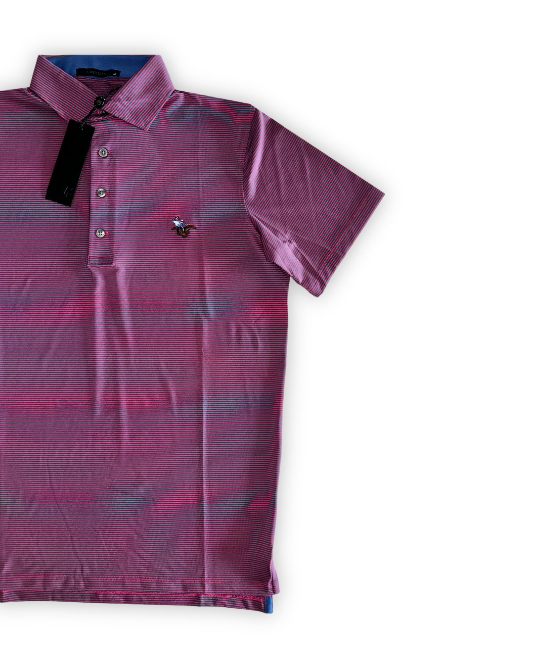 Greyson Men’s Saranac Golf Polo Shirt (Sleepy Hollow Logo), open view