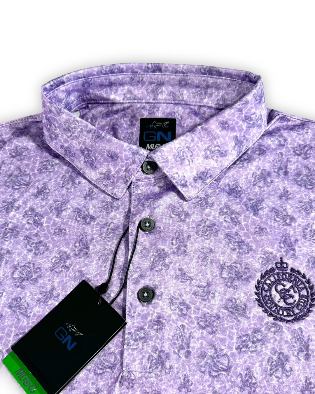 Greg Norman Men’s ML75 Octopus Golf Polo Shirt , self collar with button closure