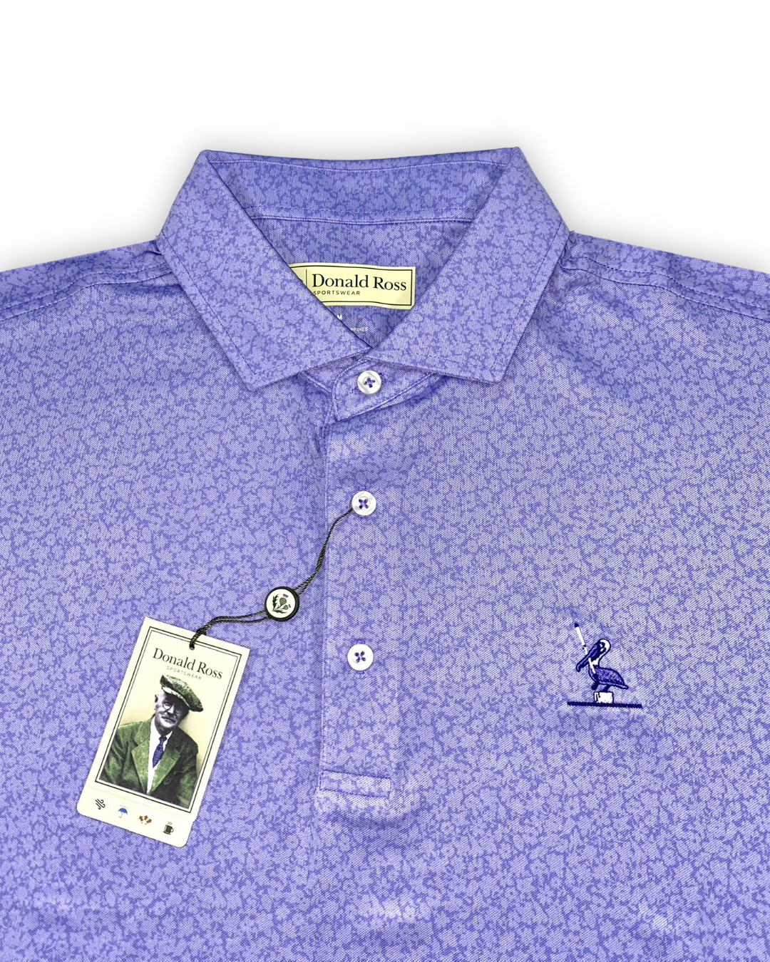 Donald Ross Men’s Tonal Rory Floral Golf Polo Shirt , self collar with button closure