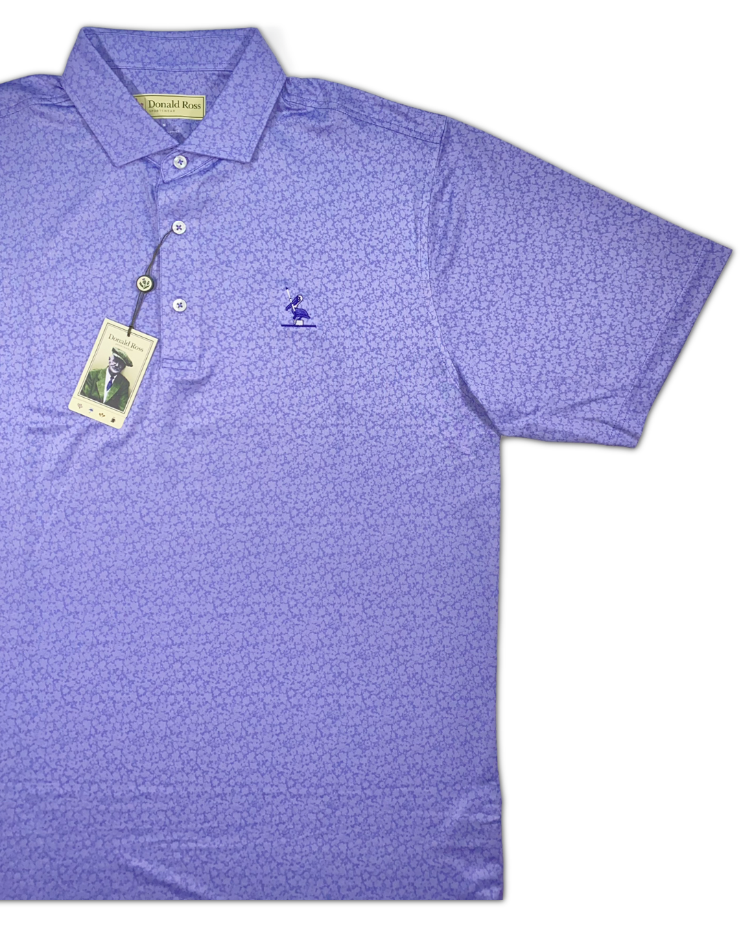 Donald Ross Men’s Tonal Rory Floral Golf Polo Shirt , front view open