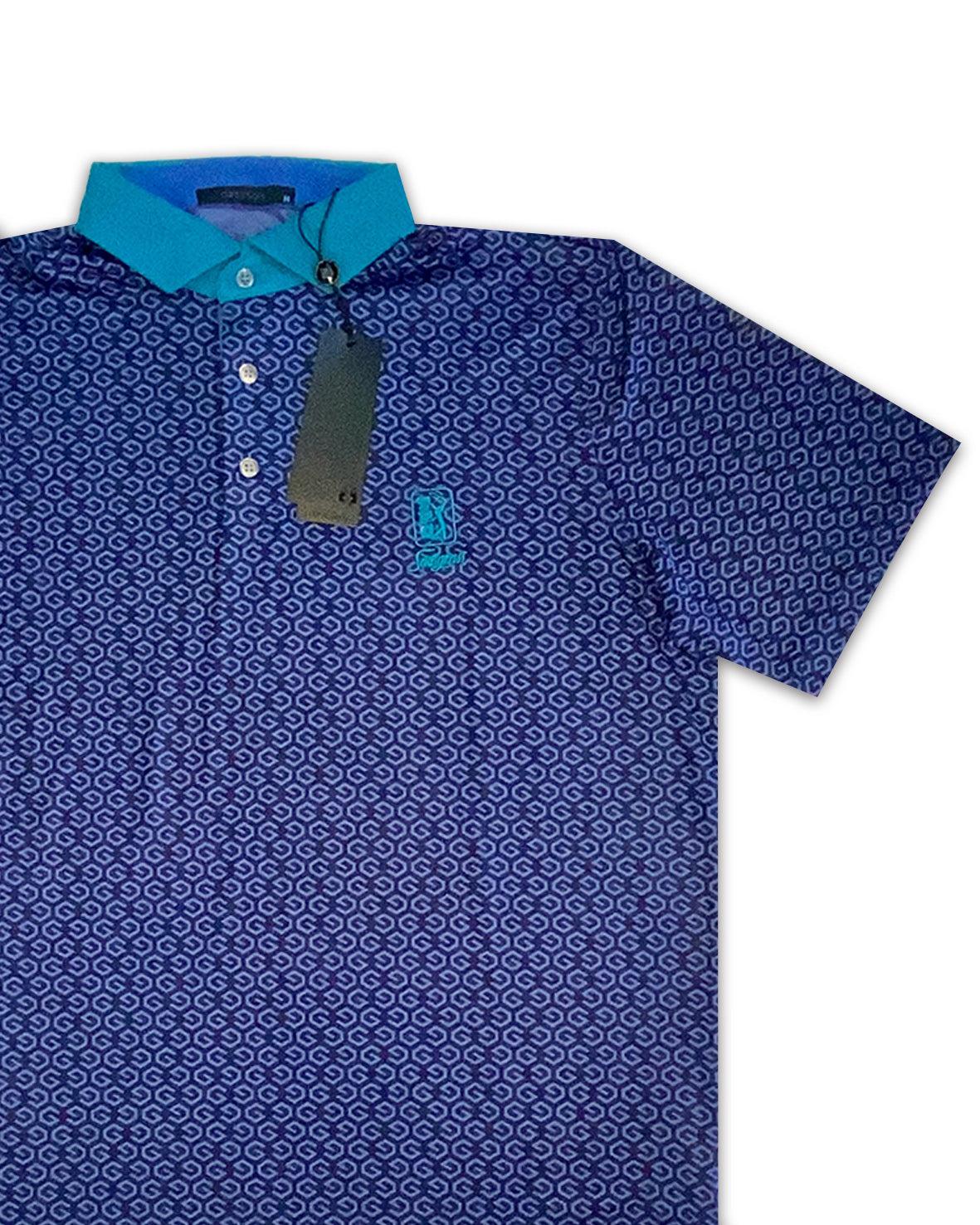 Greyson Men’s River Wild Golf Polo Shirt , open view with embroidered on chest