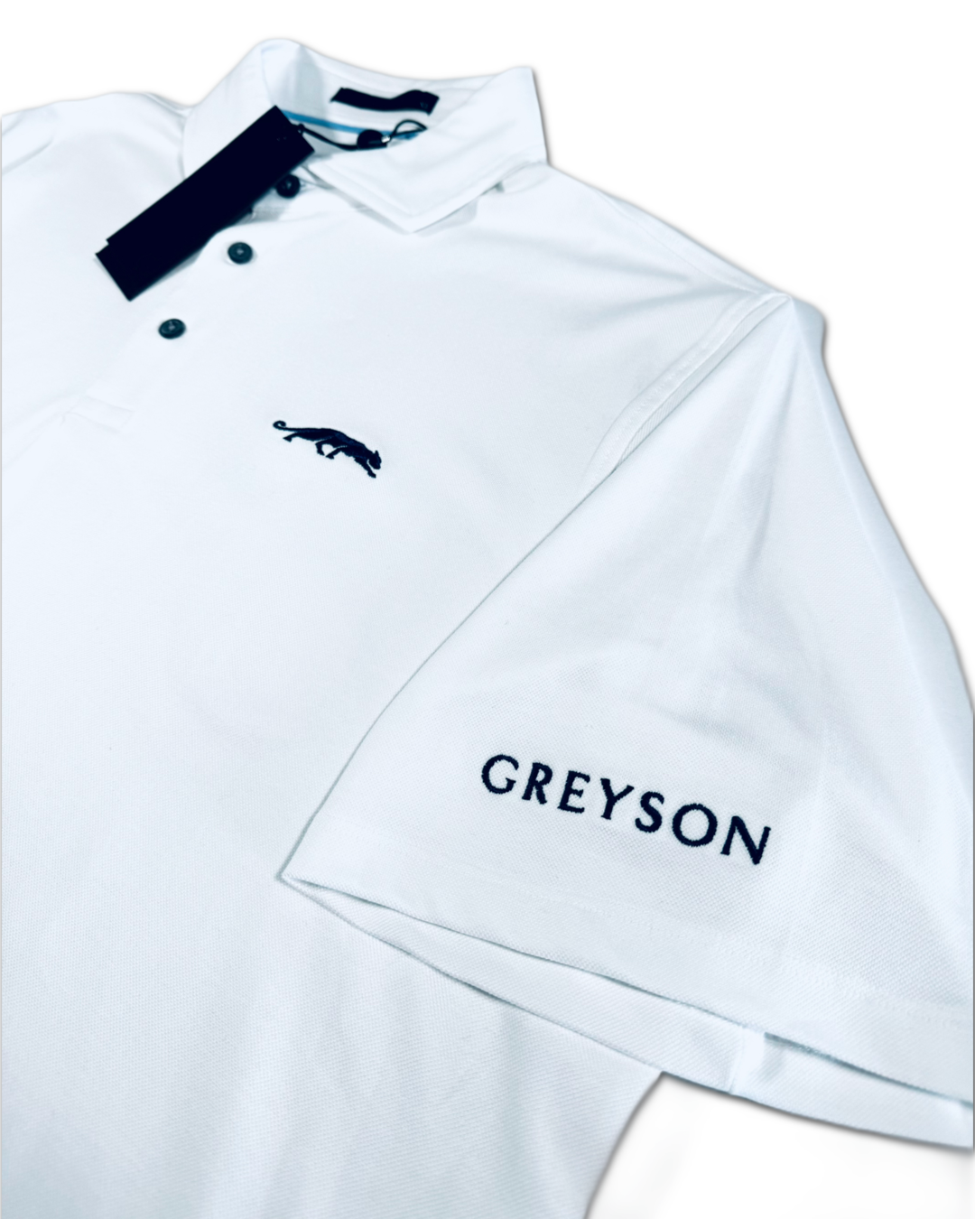 Greyson Men’s Michael Jordan The Grove XXIII Golf Polo Shirt , embroidered brand name on sleeve 