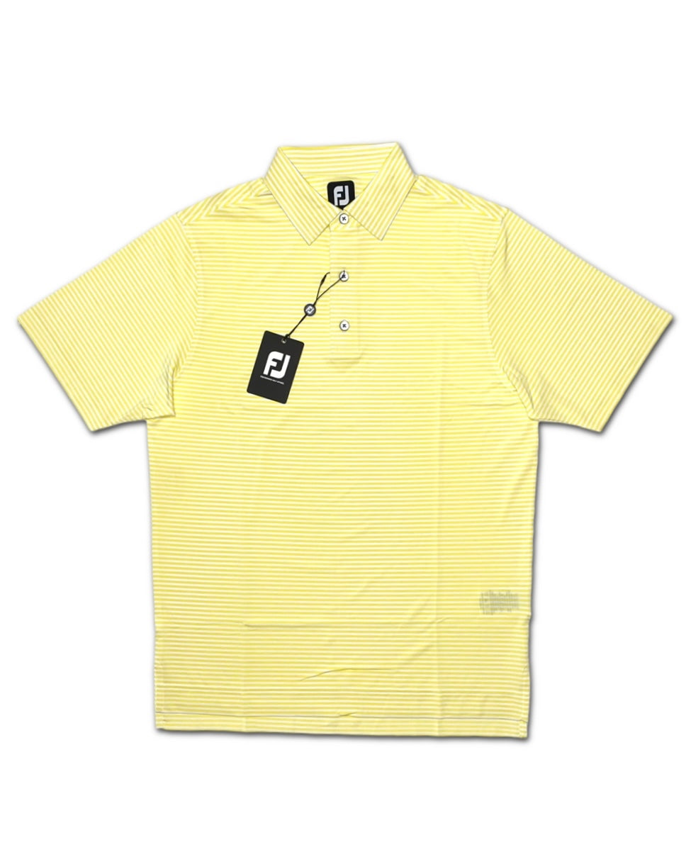 FootJoy Men’s Lisle Feeder Stripe Golf Polo, open view of front side 