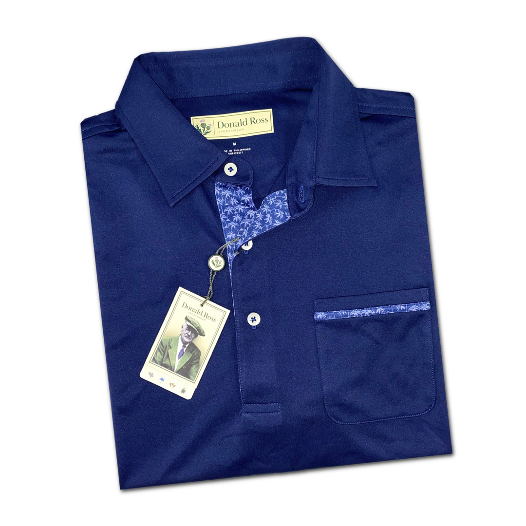 Donald Ross Men’s Solid Fancy Placket Golf Polo Shirt