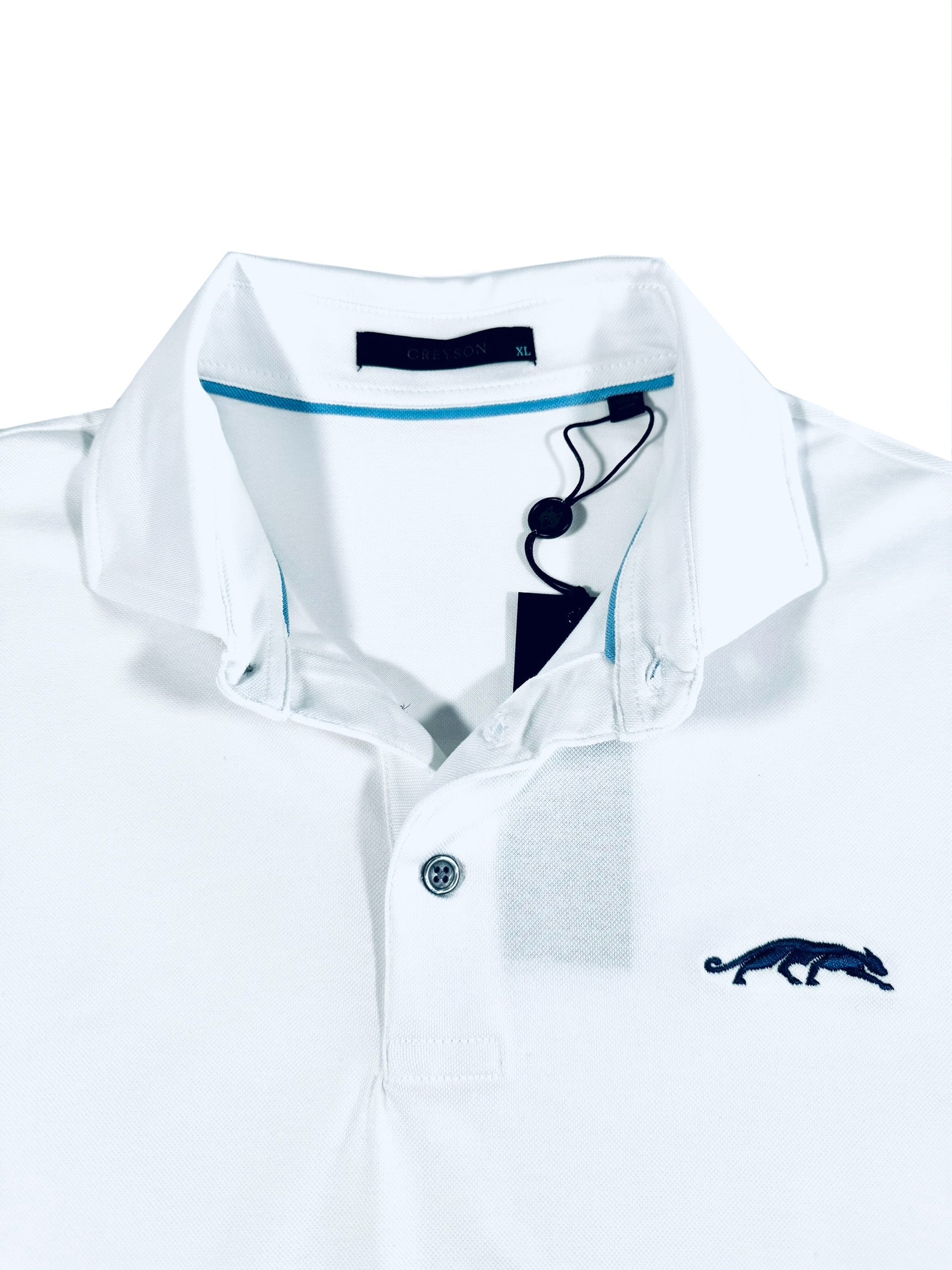 Greyson Men’s Michael Jordan The Grove XXIII Golf Polo Shirt , close up of self collar with button closure 