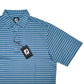 FootJoy Men’s Triple Pinstripe Lisle Self Collar Golf Polo, open front view 