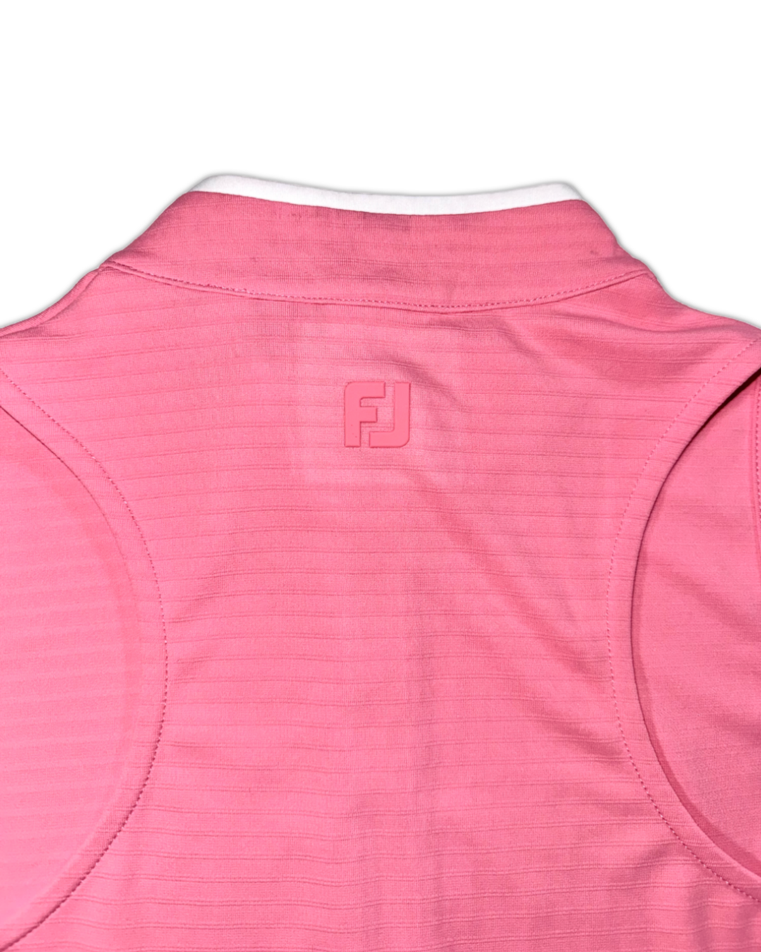 FootJoy Women’s Sleeveless Quater-Zip Golf Shirt brand logo on upper back