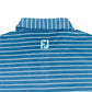 FootJoy Men’s Triple Pinstripe Lisle Self Collar Golf Polo, embroidered logo on the upper back 