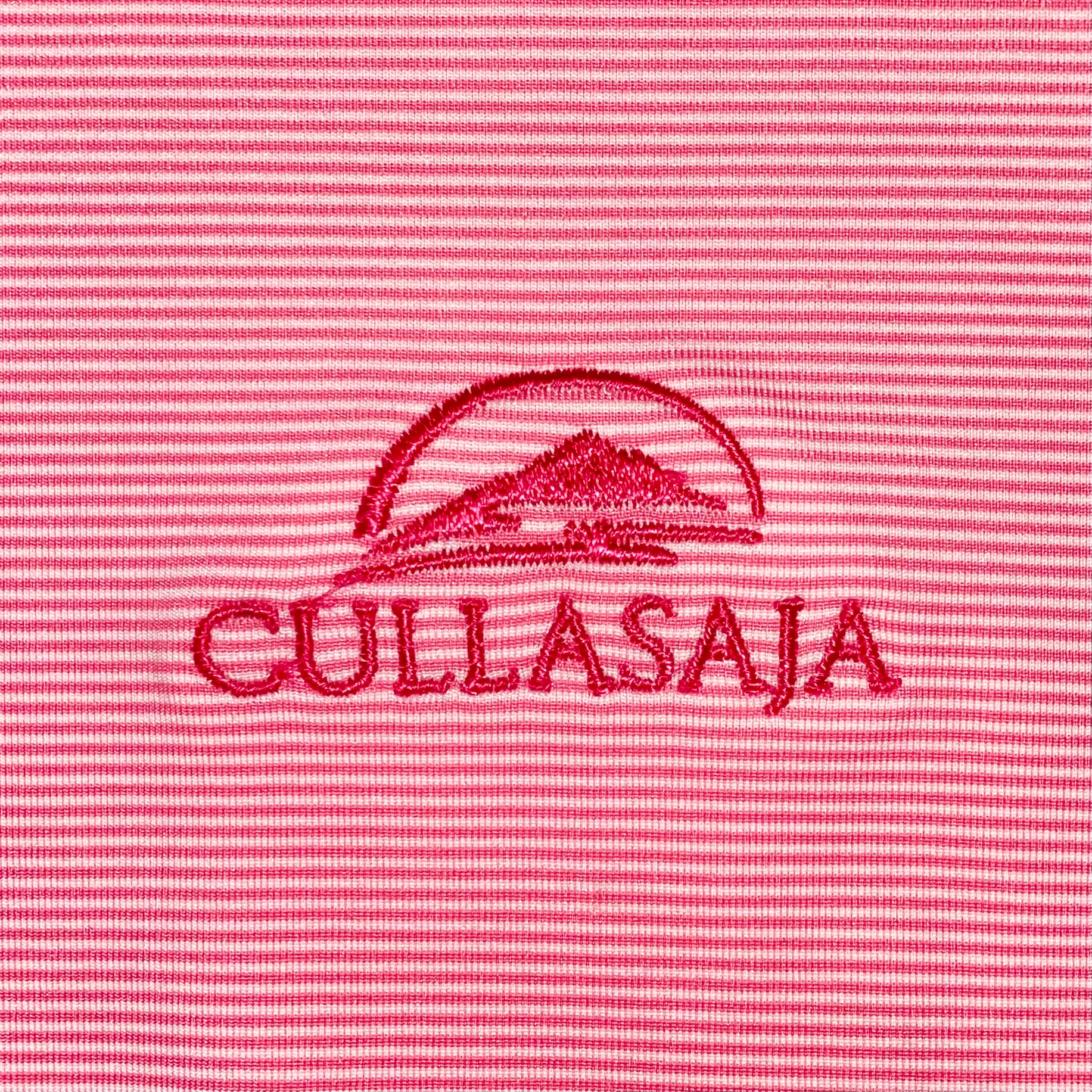 Donald Ross Men’s Warren Golf Polo Shirt , close up of embroidered Cullasaja Club 