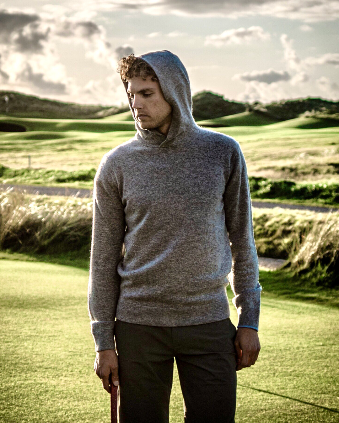 Greyson Men’s Koko Golf Hoodie (cashmere) model