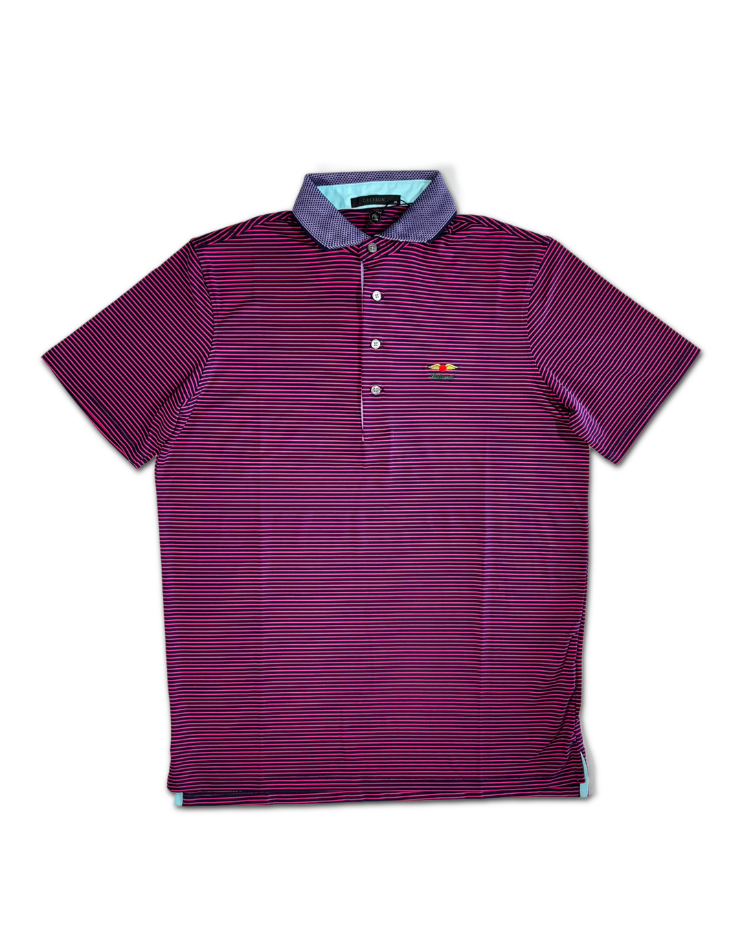 Greyson Men’s Arcadia Knit Golf Polo Shirt (Baltusrol Golf Club Logo), open view 