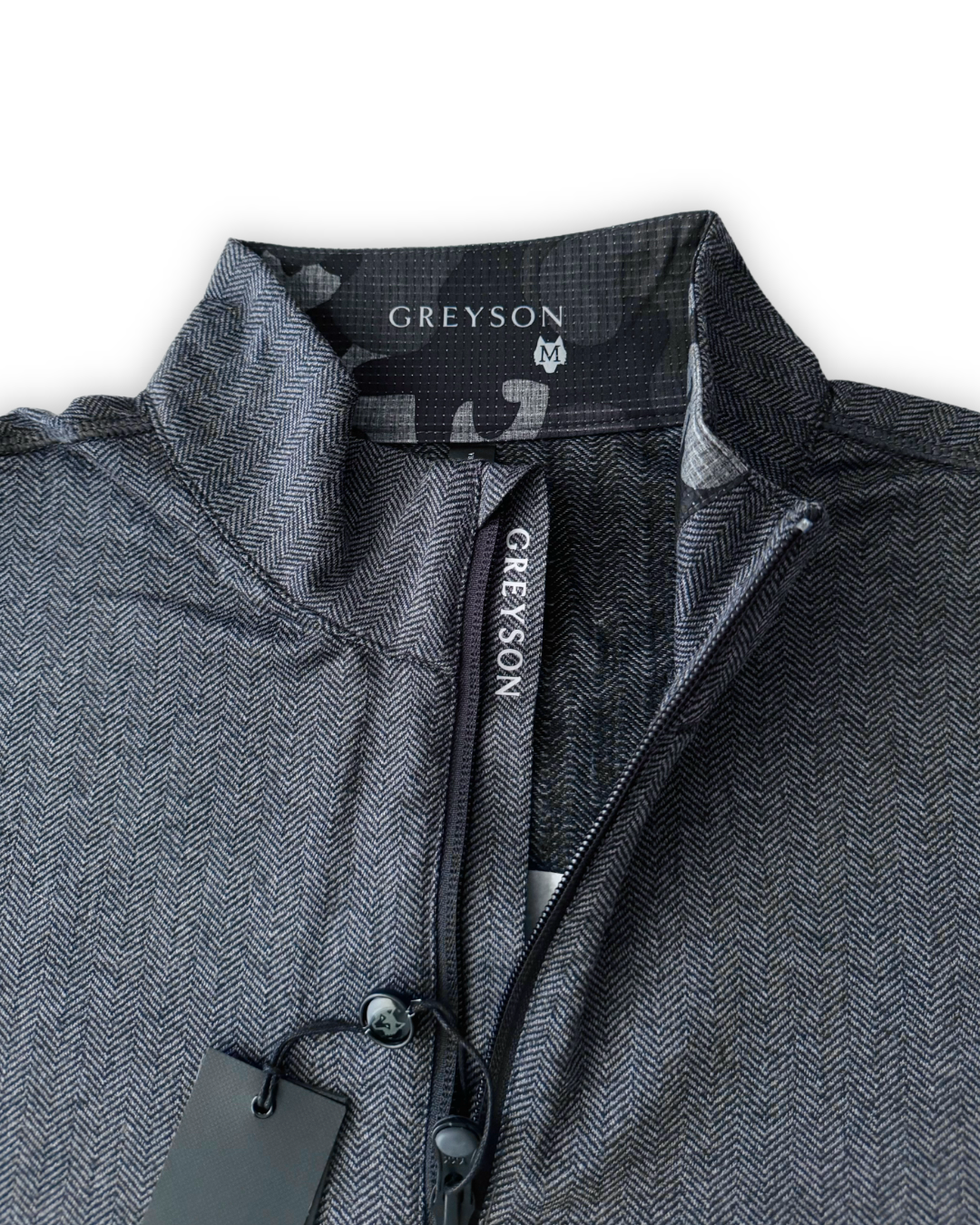 Greyson Men’s Herringbone Tate Golf Quarter Zip, mockneck with zipper closure 