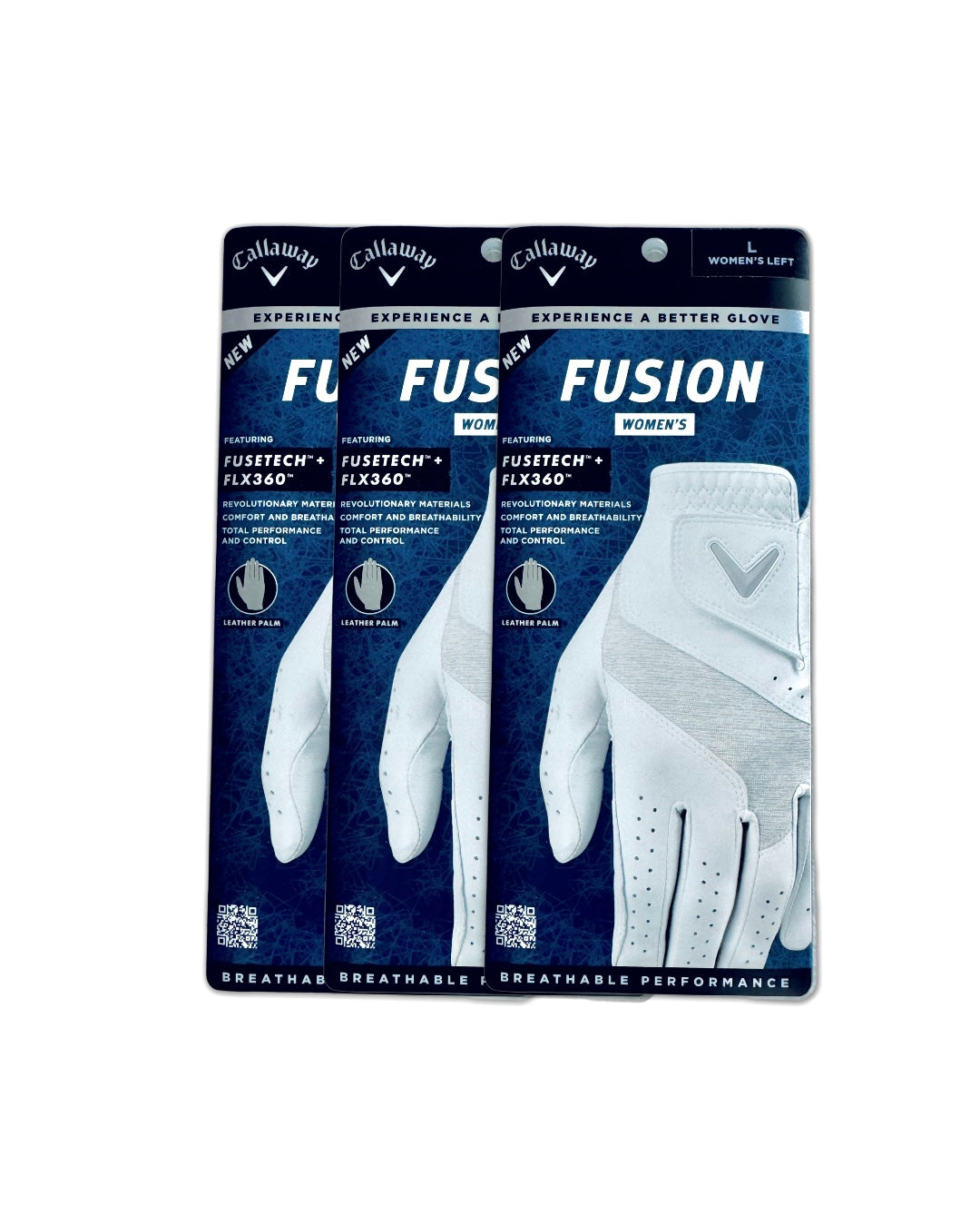 Packaging of Callaway Fusion women's golf gloves 