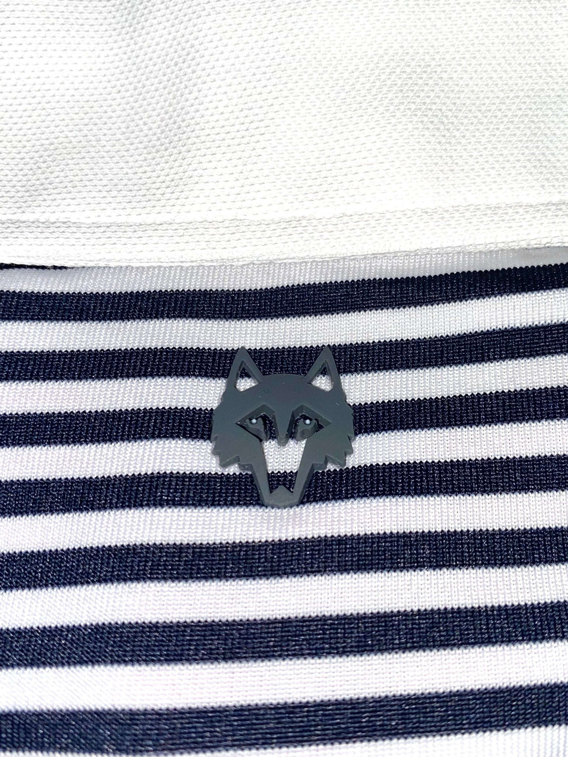 Greyson Men’s Quogue Golf Polo Shirt, close up of upper back logo on silicon 