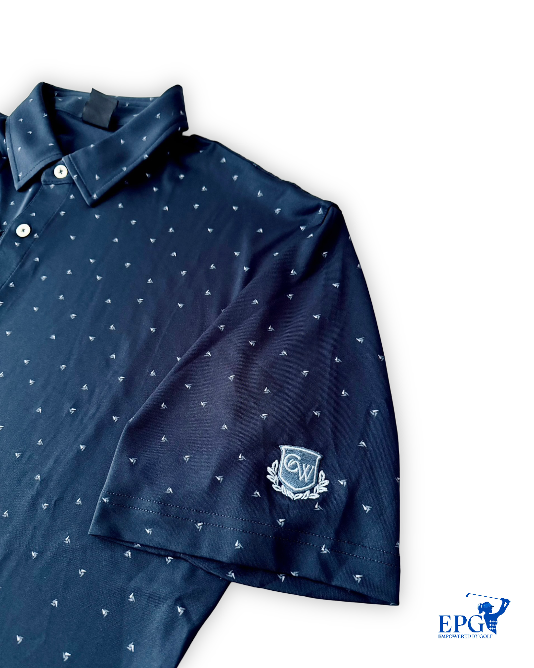 Dunning Golf Men’s Langford Performance Polo Shirt , embroidered logo on sleeve 