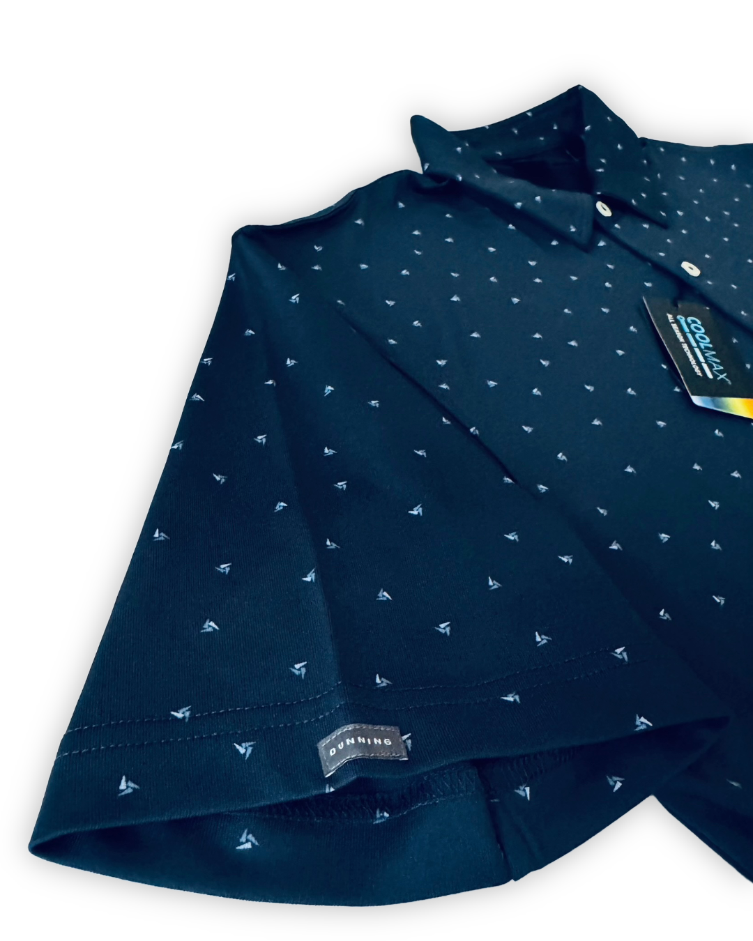 Dunning Golf Men’s Langford Performance Polo Shirt , brand logo tab on right sleeve 