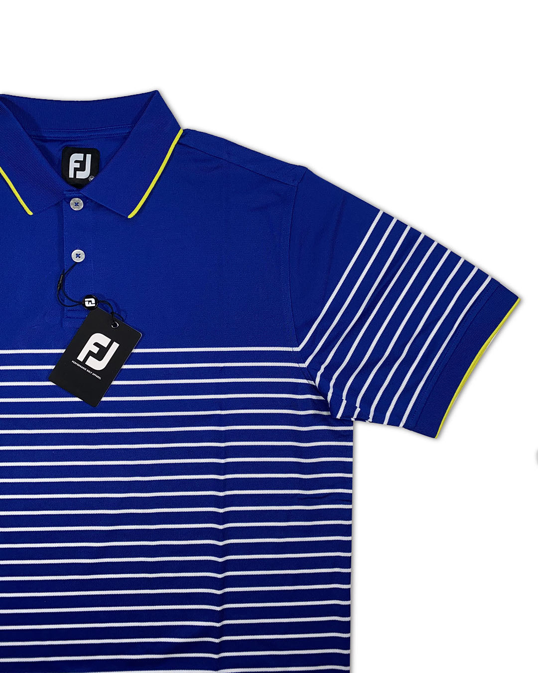 FootJoy Men’s Breton Stripe Stretch Pique Golf Polo , open view of front side