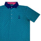 Greyson Men’s Night Fly Golf Polo, open view with embroidered on chest 