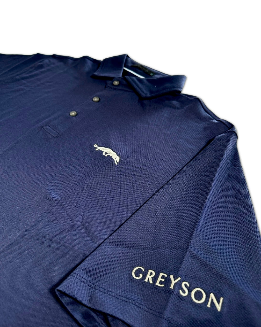 Greyson Men’s Michael Jordan THE GROVE XXIII Golf Polo Shirt, embroidered brand name on sleeve 