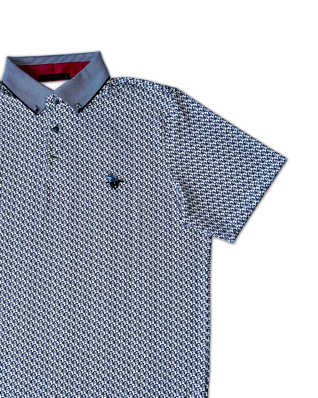 Greyson Men’s Snow Golf Polo Shirt (Sleepy Hollow logo) open view 