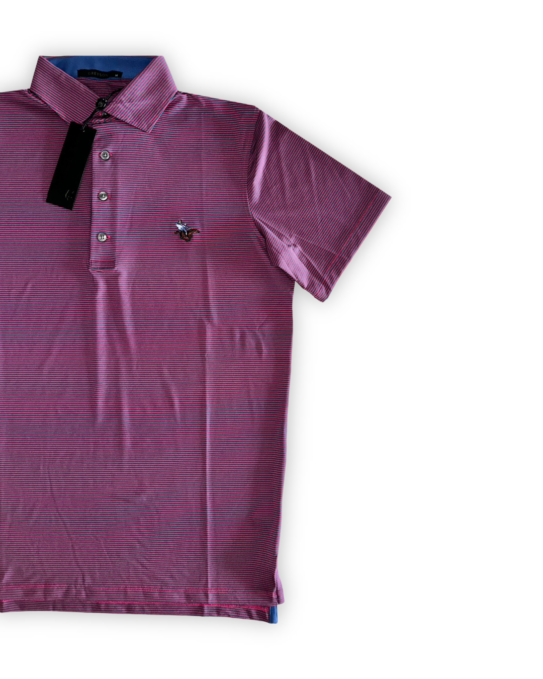 Greyson Men’s Saranac Golf Polo Shirt (Sleepy Hollow Logo), open view 