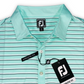 FootJoy Men’s Lisle Multi Stripe Self Collar Golf Polo , close up of self collar with button closure 