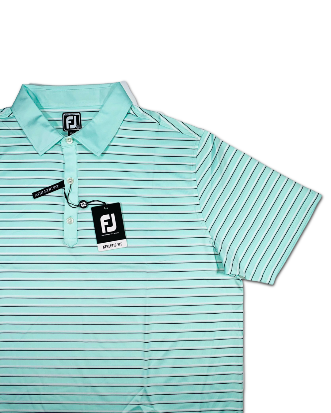 FootJoy Men’s Lisle Multi Stripe Self Collar Golf Polo , open view 