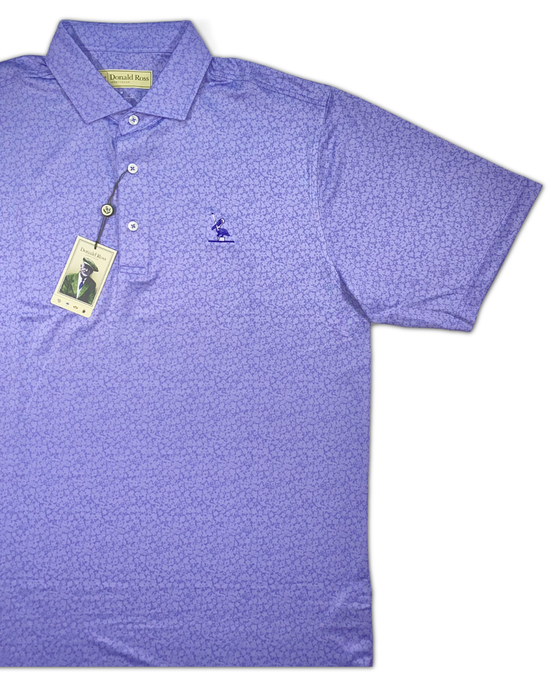 Donald Ross Men’s Tonal Rory Floral Golf Polo Shirt , front view open 