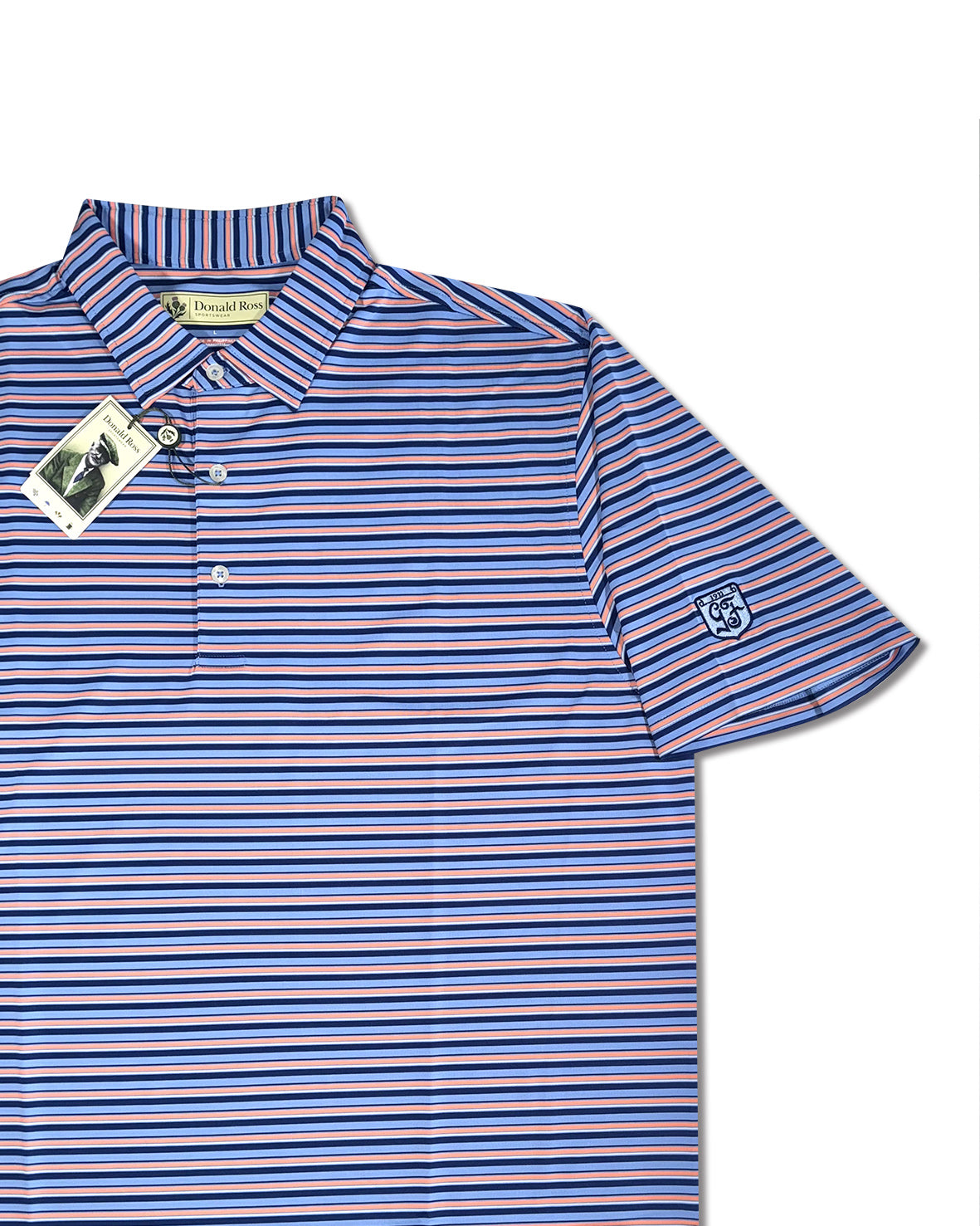 Donald Ross Men’s Bold Multi Stripe Golf Polo , open view 