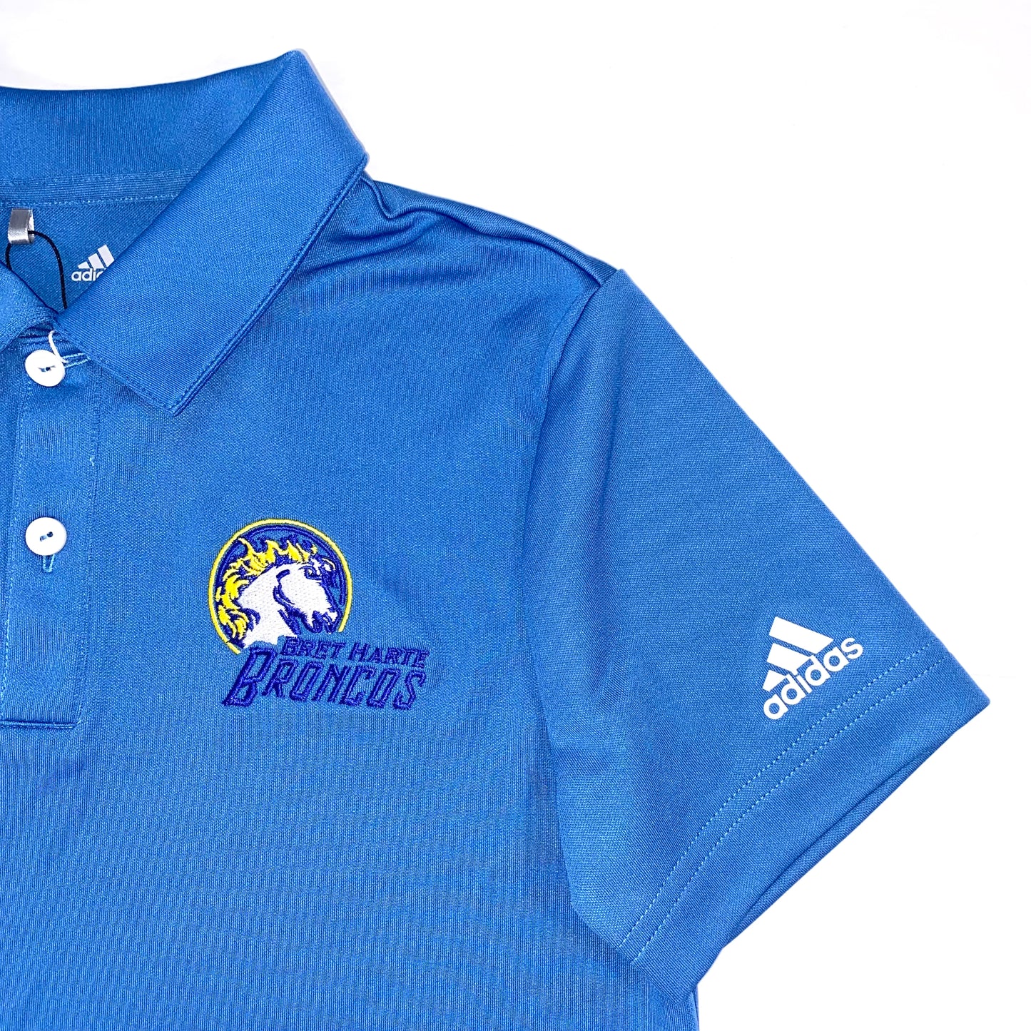 Adidas Kids Boys 3 Stripes Tournament Golf Polo Shirt, band logo on sleeve 