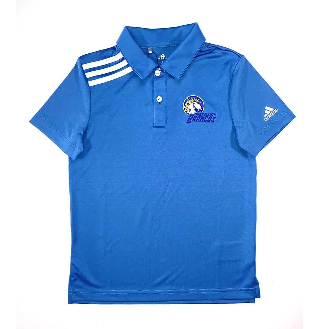 Adidas Kids Boys 3 Stripes Tournament Golf Polo Shirt , front side open 