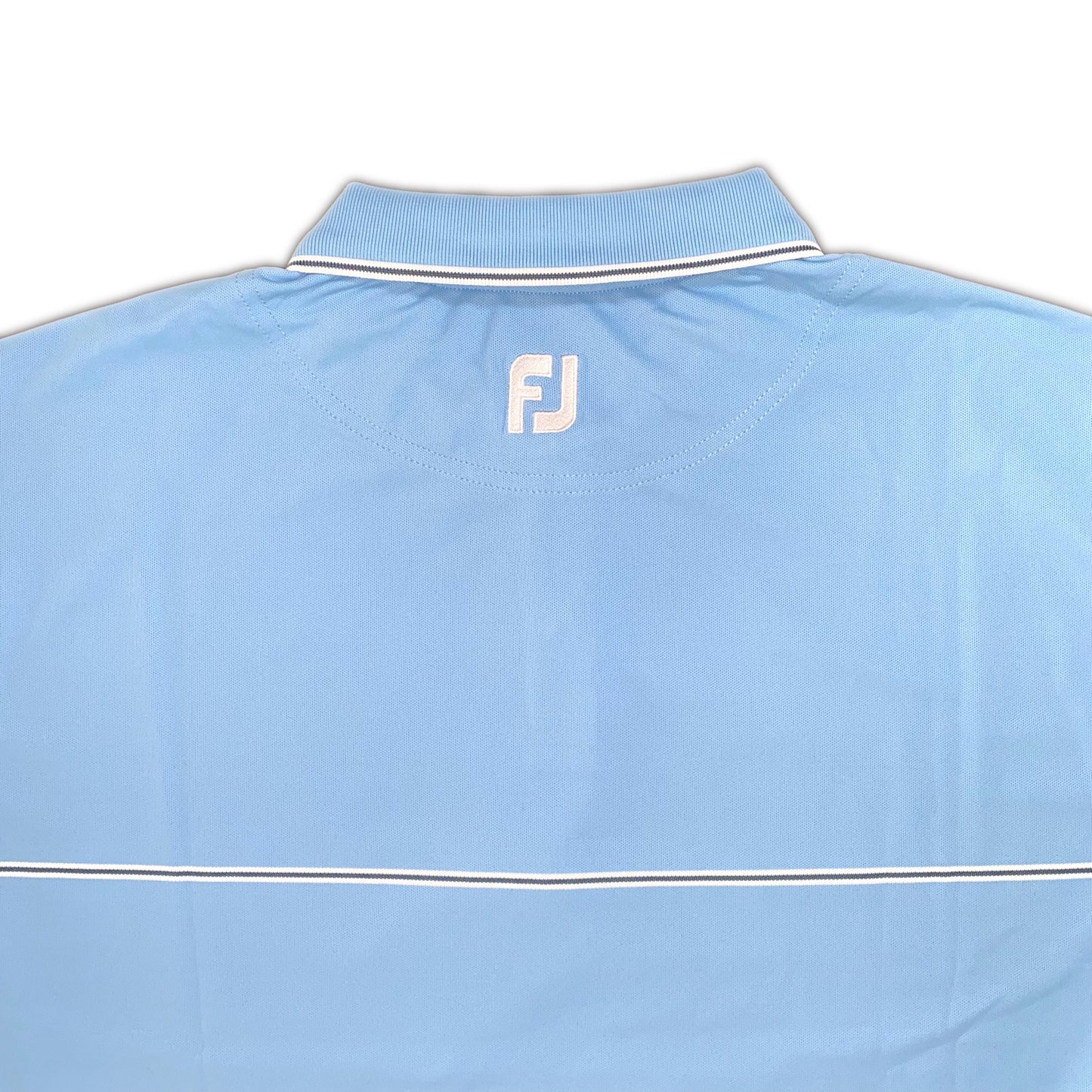 FootJoy Men’s Small Details Stretch Pique Knit Collar Polo color dusk-blue , logo at the back side of neck 