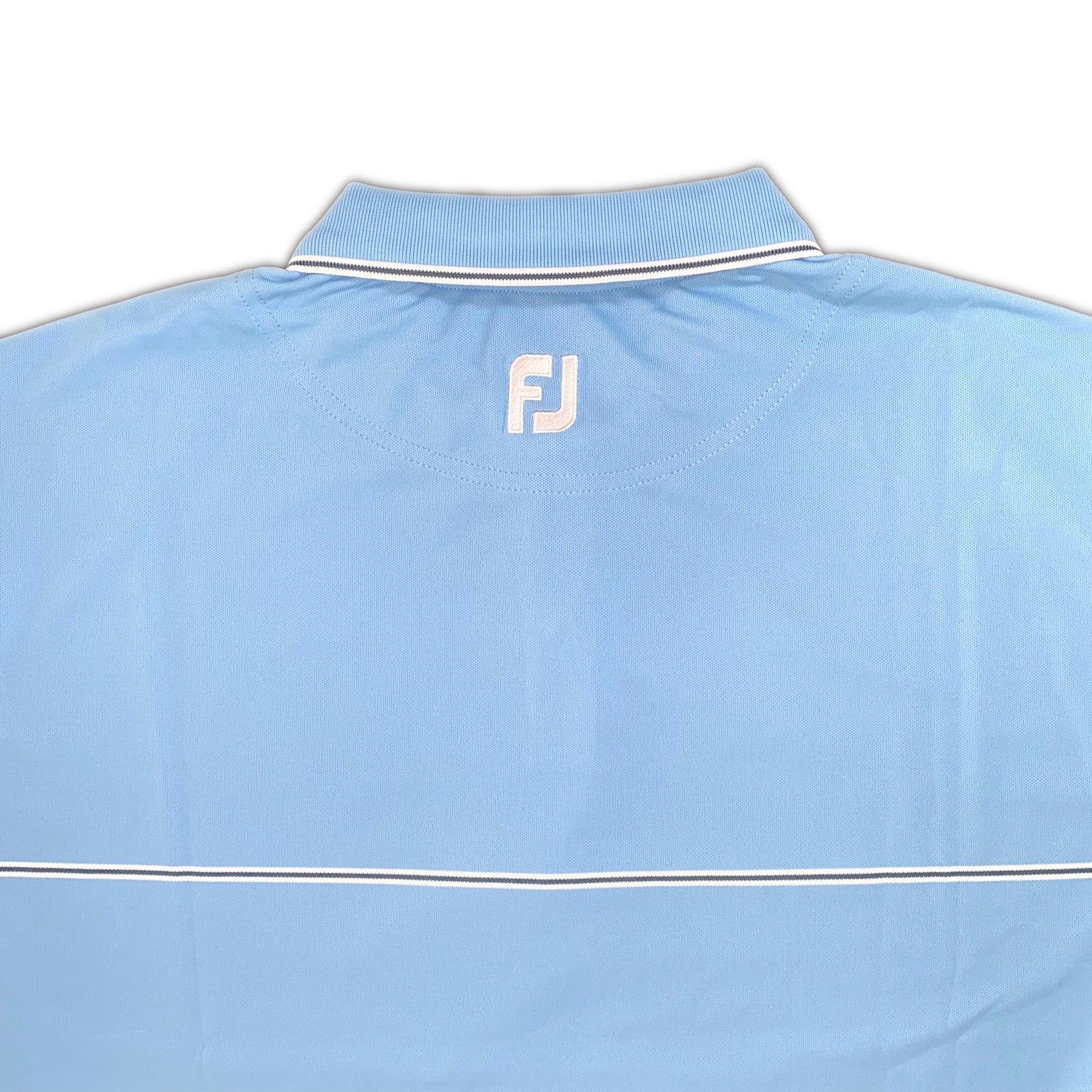 FootJoy Men’s Small Details Stretch Pique Knit Collar Polo color dusk-blue , logo at the back side of neck 