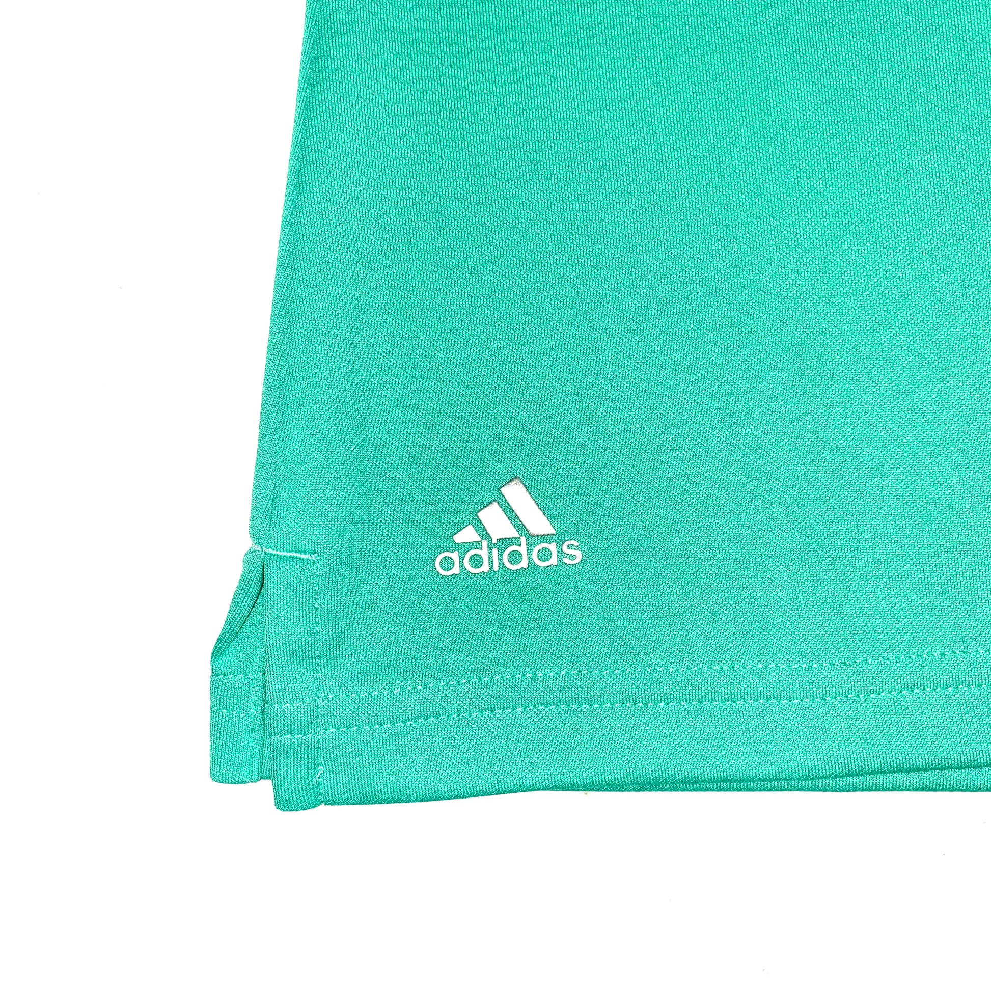 Adidas Boys Performance Golf Polo Shirt color court green , brand logo on the botton side 