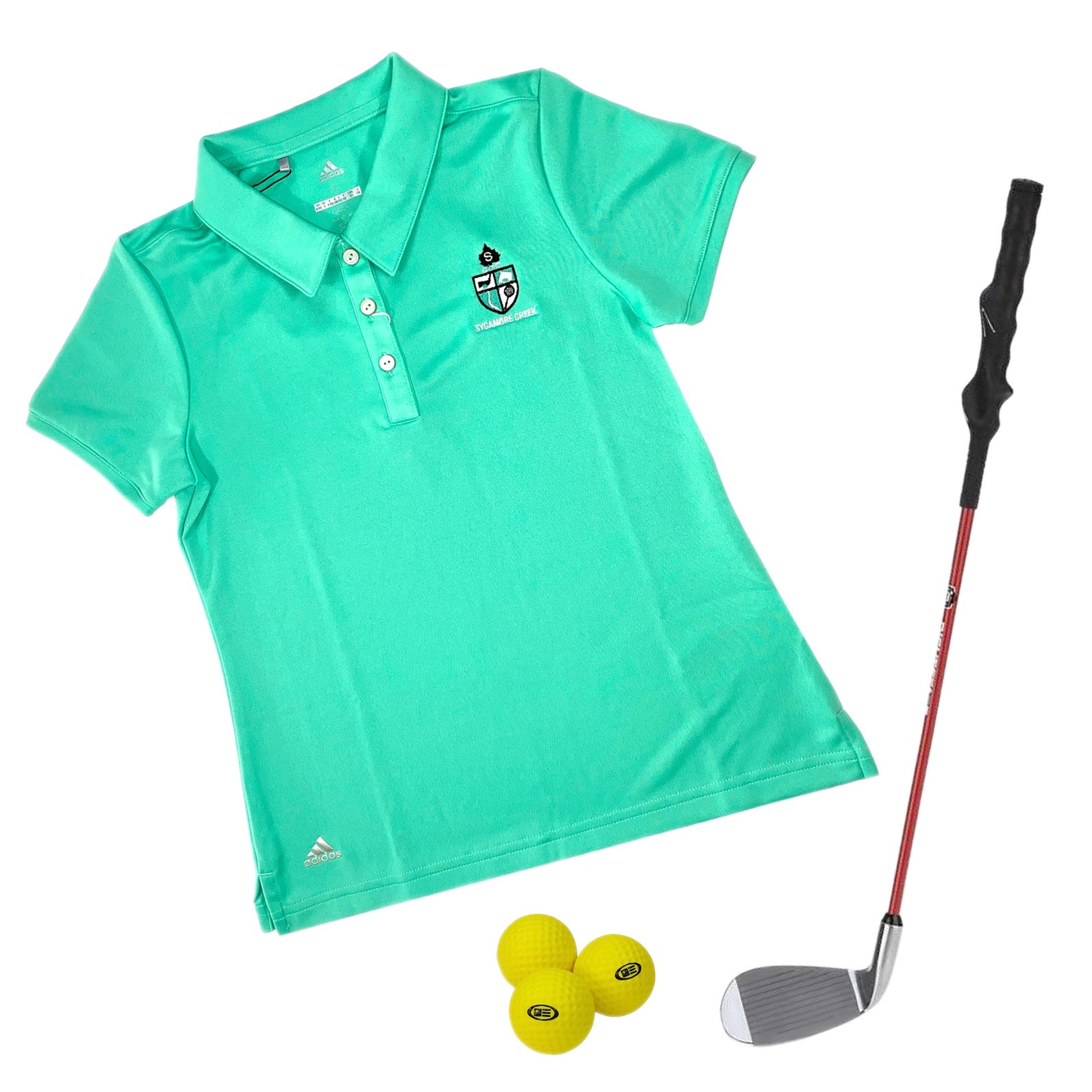 Adidas Boys Performance Golf Polo Shirt color Court green , open view 