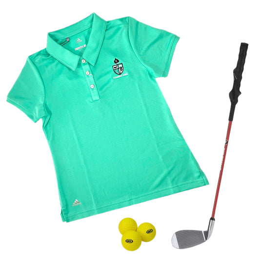 Adidas Boys Performance Golf Polo Shirt color Court green , open view 