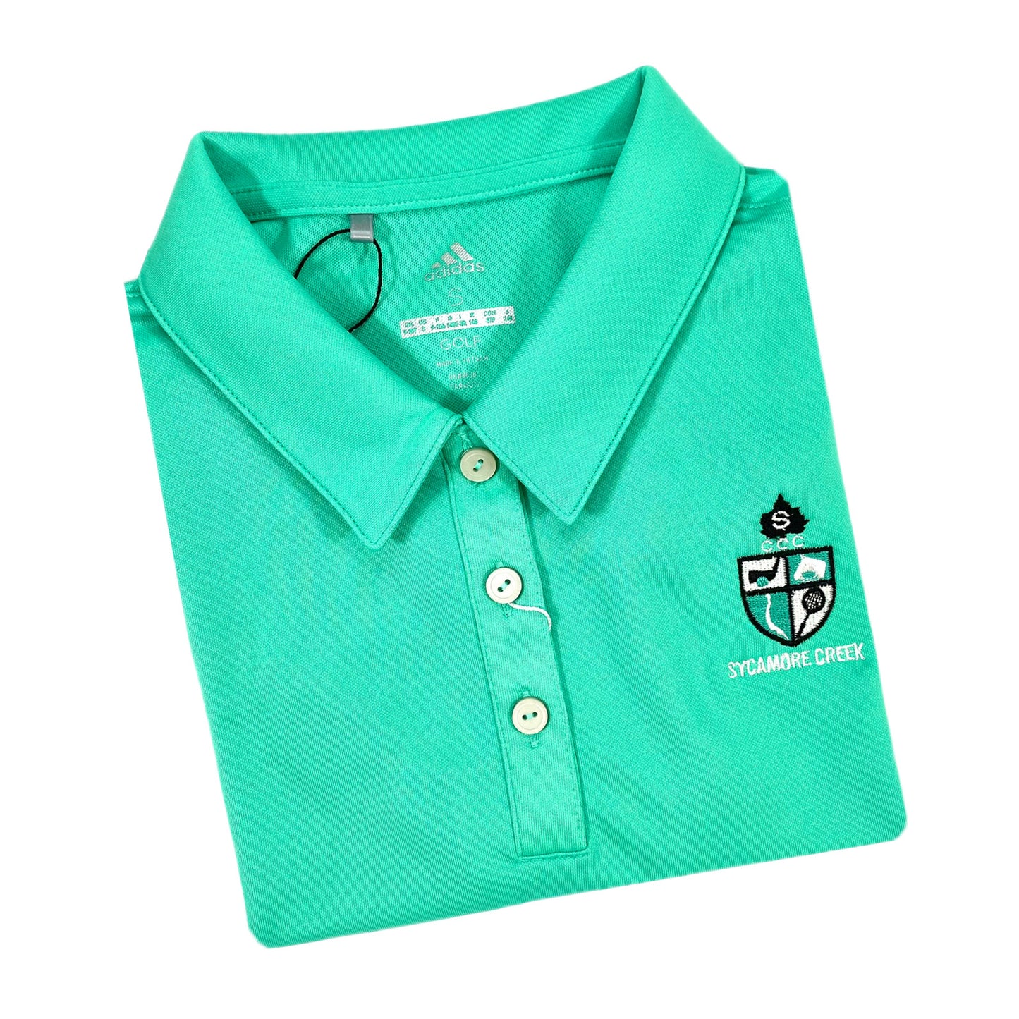 Adidas Boys Performance Golf Polo Shirt color court green , 3 button closure and self collar 