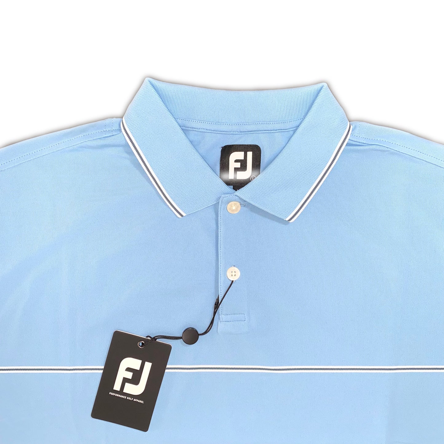 FootJoy Men’s Small Details Stretch Pique Knit Collar Polo color Dusk - blue button closure 