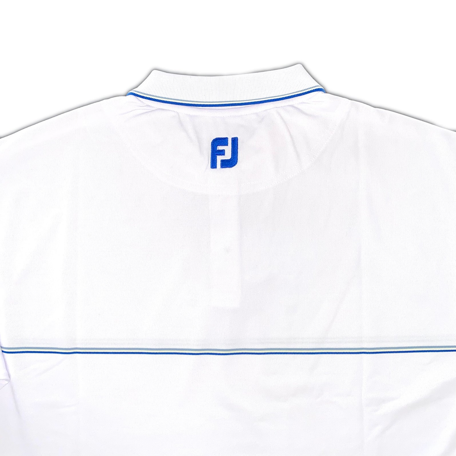 FootJoy Small Details Stretch Pique Knit Collar color white, brand logo at the back of neck 